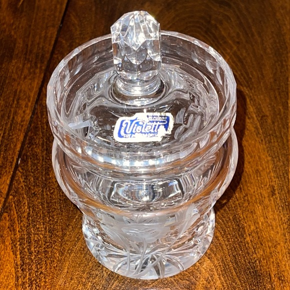 Vintage Violetta Polish Crystal Covered jam or mustard  jar - Picture 9 of 16